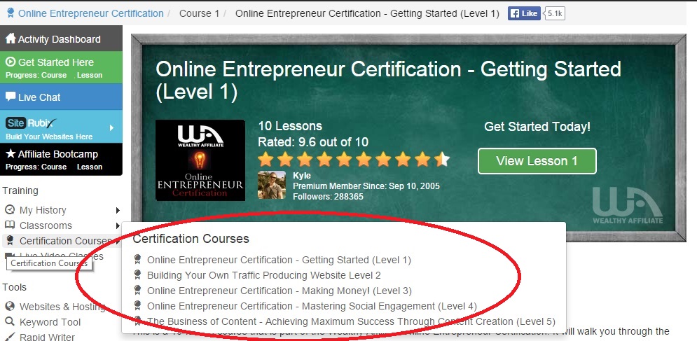 Wealthy Affiliate Review Certification